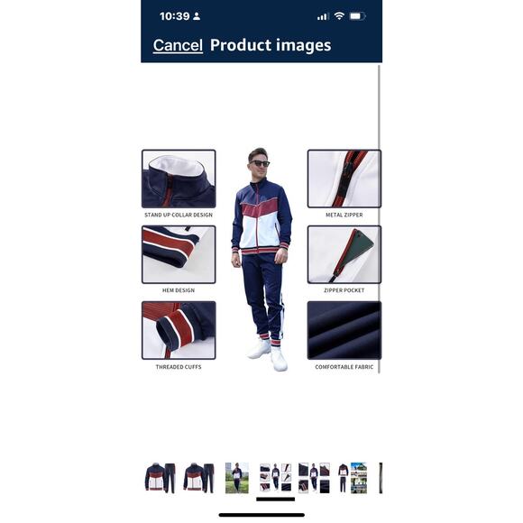 Jian Wang Medium Track Suit Jacket Jogging Pants Athleisure 90’s Y2K Navy Blue - Picture 7 of 16